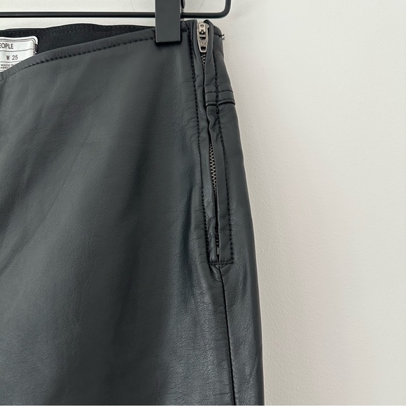 Free People Black Wide Flare Vegan Faux Leather Punk Gothic Pants Size 25 - Picture 5 of 8